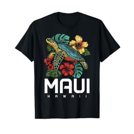 Maui Hawaii Sea Turtle Diving Flower Hawaii Souvenir T-Shirt
