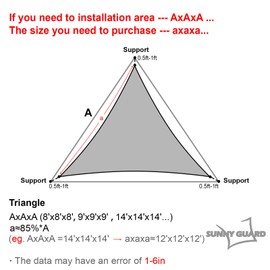 SUNNY GUARD Sun Shade Sail 12'x12'x12' Triangle Sand SS-058 UV Block Sunshade for Backyard Yard Deck Patio Garden Outdoor Activitie(We Make Custom Size)