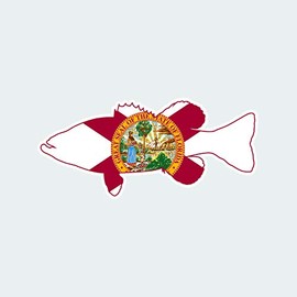 Florida State Flag Bass Sticker Decal Self Adhesive FA Graphix Largemouth Sport Fishing Fish FL