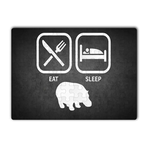 Makoroni - EAT Sleep Hippopotamus - Jigsaw Puzzle 80 pcs,