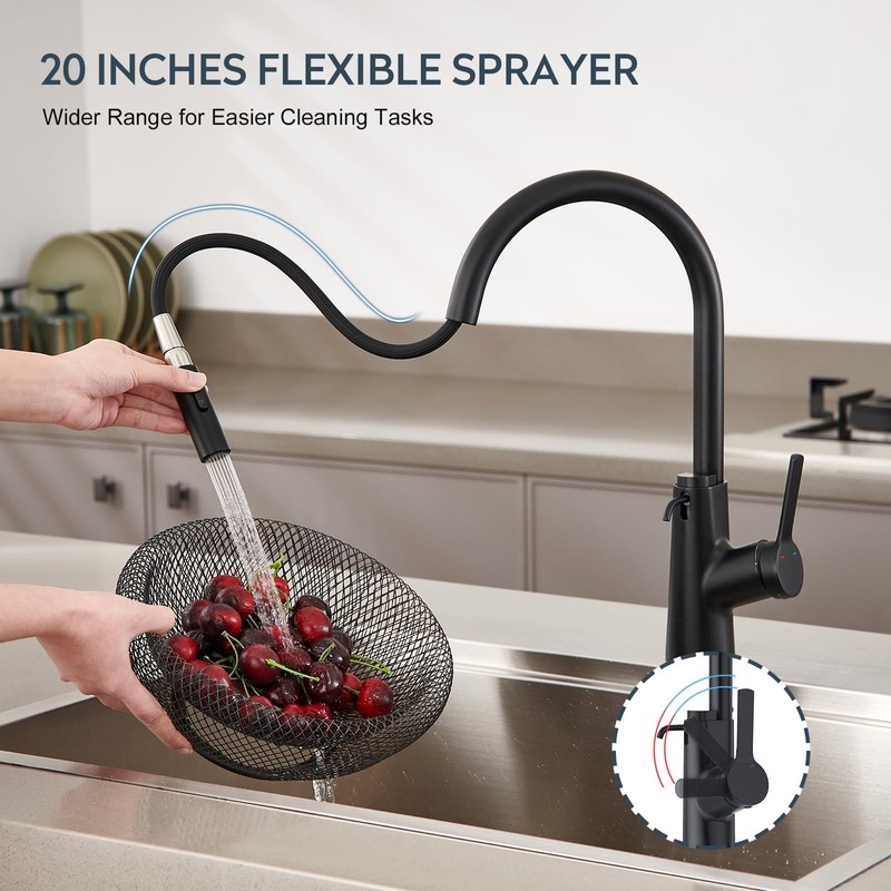 Aktines Pull Dwon Kitchen Faucet with Built-in Soap Dispenser &