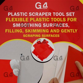 G4GADGET 4-Piece Plastic Scraper Set - Multipurpose Tools for Filling, Scraping, and Smoothing Surfaces - Lightweight, Reusable, and Easy to Clean