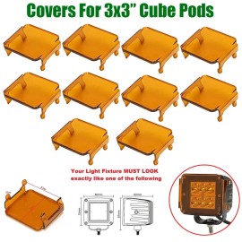 GGlighting 10x Amber Lens Cover For 3x3" inch Led Work Light Bar Cube Pods Fog Driving Lamp