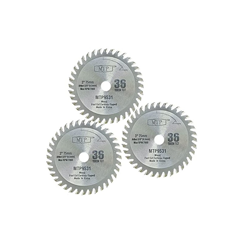 3" (75mm) (3) Wood Plastic Saw Blade (3/8" 9.5mm Arbor)