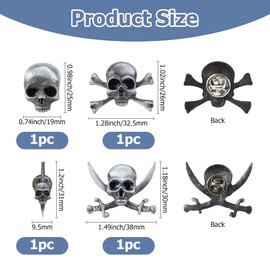 SUPERFINDINGS 4 Styles Gothic Skull Brooch Punk Skeleton Head Cross Sword Brooch Pin Skull and Dagger Badge Pin Alloy Skull Enamel Pins