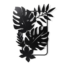 NBEADS Palm Leaves Metal Wall Art Decor Tropical Leaves, Black Wall Hanging Decor Silhouette Wall Art for Home Bedroom Living Room Bathroom Kitchen Office Garden Hotel Wall Decoration, 30x21.9cm