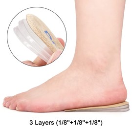Dr.Foot Adjustable Orthopedic Heel Lift Inserts, Height Increase Insole for Leg Length Discrepancies, Heel Spurs, Heel Pain, Sports Injuries, and Achilles tendonitis (Beige, 3 Layers-L), Beige, 3 Layers: Large-Women's 10-13|Men's 9-14