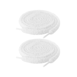 UamGlsob Fuzzy Shoe Laces for Sneakers, 2/5"(10mm) Cute Wide Thick Fluffy Shoelace Strings for Casual Shoes (White, 54"/140cm)