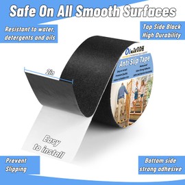 Oleitodh Non Slip Safety Grip Tape for Stairs Steps 2 in x 60Ft Non Skid Tread High Traction Friction, Black Strong Grip Abrasive Adhesive Hazard Caution Tape