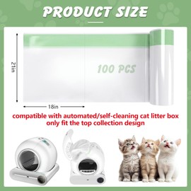 Cat Litter Box Liners For Meowant, 100 Count, 20 x 18 In, White