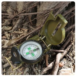 Army Marching Compass, Professional Military Marching Compass, Pocket Compass with Carrying Strap for Hunting, Hiking and Outdoor Camping, Shockproof + Waterproof