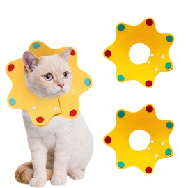 RICISUNG Elizabeth Collar for Cats and Small Dogs, Cute, Lightweight, Adjustable, Post-Surgery Wound Protection Collar, Scratch-Resistant, Prevents Chewing, Nail Clipping, Neutering, Contraceptive, Suitable for All Seasons, 6.3 - 7.5 inches (16 - 19 cm)