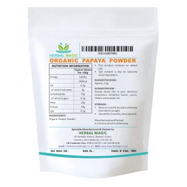 Herbal Magic's Organic Green Papaya Fruit Powder / Carica Papaya - Give Your Smoothies That Extra Wow with Our Exotic Papaya Powder! Natural Face Mask - Free from Fillers & Preservatives - 200g