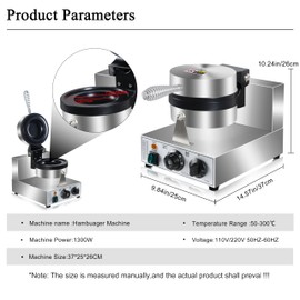 Ice Cream Burger Maker, UFO Burger Maker, Ice Cream Filling Waffle Maker, Hamburger Waffle Maker Sandwich Press Non-stick Panini press waffle machine 110V Gelato Panini Press machine
