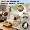 100 Pack 8×9 Inch 3-Compartment Compostable Bagasse Food Containers