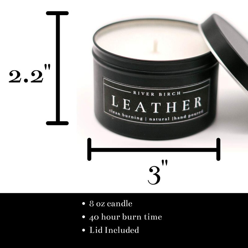 River Birch Candles Leather Scented Candle 2-Pack | Premium, All-Natural,