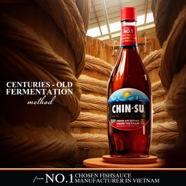 Chin-Su Fish Sauce, Premium Vietnamese Fish Sauce, Fresh Anchovies Salted On Boat, One-Year Aged Anchovy Sauce, Gluten Free 24.3 Oz Bottle