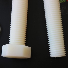 5 x Natural Colour Nylon, Hex Head, M20 x 100mm, Plastic Nuts and Bolts, Washers, Hexagon, Nylon, (25/32 x 3 15/16 in)