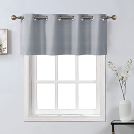 Home Queen Grommet Top Blackout Curtain Valance Window Topper for Bathroom, Short Straight Drape Valence, 54 W X 18 L Inch, Grey