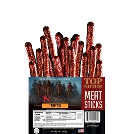 Top Notch Meat Sticks - 10 oz Bag of Beef Jerky Sticks - High Protein Snacks for Kids and Adults - Flavorful Sticks of Premium Beef Jerky (Teriyaki)