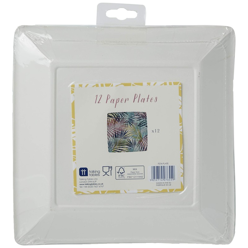 Talking Tables Cuban Fiesta Square Paper Plates with Leaf Motif