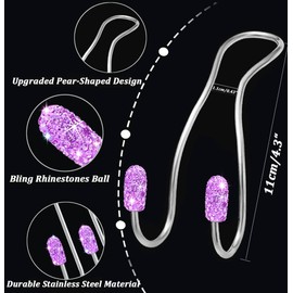 MTGOCHA Car Headrest Hooks Car Purse Hook, Universal Bling Car Seat Hooks Hanger, Car Hook for Purses and Bags Cute Metal Car Purse Holder Hook, Bling Car Accessories for Women, Light Purple