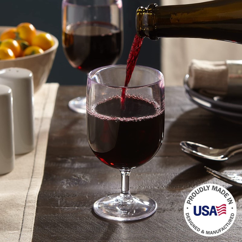 US Acrylic Stackable 8 ounce Plastic Wine Stems in Clear