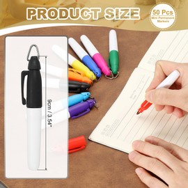 PATIKIL 50 Pcs Mini Permanent Markers with Clips Golf Ball Markers Pen Badge Ink Pens Golf Keychain Clips for Home Office Supplies Sports Outdoor Activities, Black