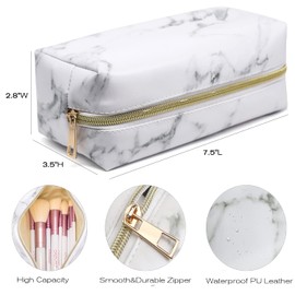 Portable Marble Makeup Bag Organizer for Women Vegan PU Leather Travel Cosmetic Pouch Toiletry Bag Girls Daily Storage Case