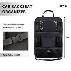 ZNDAW 2PCS Car Backseat Organizer, Multi-Pocket Back Seat Protector with 10.2" Tablet Holder, Waterproof Oxford Fabric Storage Bag Auto Kick Mat for Kids Toddlers (A Regular Style)