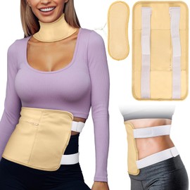 YUEUR 2Pcs Organic Cotton Castor Oil Packs - Reusable Hot/Cold Compress with Adjustable Strap for Full Body & Targeted Areas (Breast/Neck/Back/Knee/Stomach) - Anti-Leak & Machine Washable