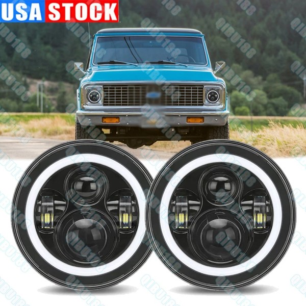 Unbranded 7" Round Led Headlight Hi/Lo Lamps for Chevy Truck