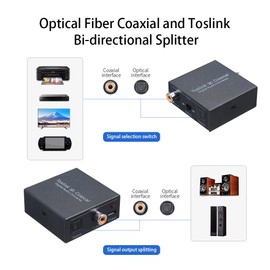 Digital 2-Way Audio Converter Optical SPDIF Toslink to Coaxial and Coaxial to Optical SPDIF Toslink Bi-Directional Swtich Digital Audio Converter Splitter Adapter