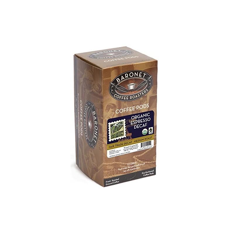 Baronet Coffee Organic ESE Espresso Pods - Decaf Roast -