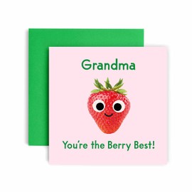 Huxters Birthday Cards for Women –You're the Berry Best Grandma Happy Birthday Card for Birthday, Mother’s Day – Grandma Birthday Card with Lovely Pink Envelope – Funny Birthday Card (Grandma)