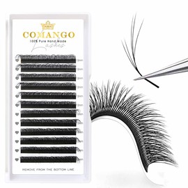 CoMango Cat Eye Lashes Extension Fox EyeLashes Extension 5D Mutil-layer YY Shaped Wispy Lashes Mink Premade Lash Fans C/D Curly Natural Fluffy Handmade Individual Eyelash Fans(Black,5D-C-13mm)