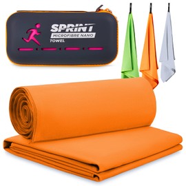 Microfibre Sports Towel, Gym Towel, Travel, Swimming, Beach, Absorbent, Ultra Compact, Fast Drying, Great for Gym, Camping, Hiking, and Swimming. (Medium, Orange100x50cm)