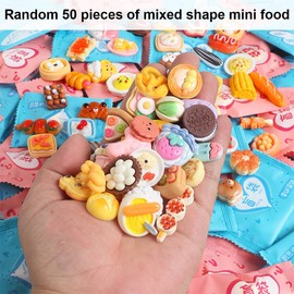 50 Pieces Miniature Food and Drink, Dollhouse Accessories, Miniature Accessories Food Set, Mini Kitchen Small Doll Accessories, Toy Tableware
