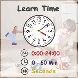 SOCICO Kids Watch for Boys Girls, Learning Educational Watch, 3ATM/30M Waterproof Time Learning Gift Children's Analogue Watch (Black)