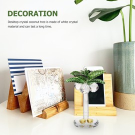 HOMSFOU Crystal Palm Tree Coconuts Tree Statue Tree Christmas Tree Figurine Hand Blown Glass Figurine Paperweight Tropical Holiday Beach Decor Realistic Palm Tree