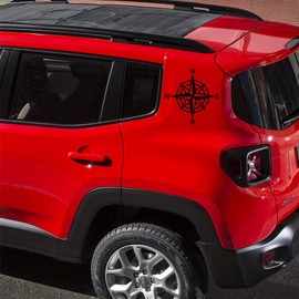 Autodomy Kompass Off Road Wind Rose Sticker Pack of 2 10 x 10 cm Compass Sticker Motorhome and Car or Motorcycle Black