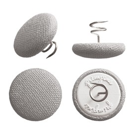 Primpins Short Upholstery Pins - Classic Linen - 20 Colors Available - Fabric Covered Button Twist Pins - Keeps Furniture Covers in Place (Set of 24, Medium Grey)