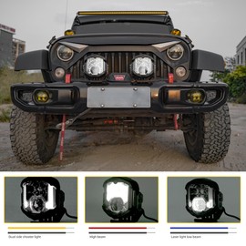 NKCELL POWER 7 Inch LED Laser Offroad Driving Auxiliary Light, 95W White DRL Combo Beam Pod Spot Fog Working Side Shooter Light for Jeep Pickup Truck SUV UTV etc, 1PC (No Harness Kit)