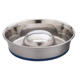OurPet's Durapet Slow Feed Premium Stainless Steel Dog Bowl, Silver, Large (2040010302)