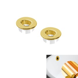 2 Pcs Sink Overflow Ring,Sink Basin Trim Overflow Cover Copper Insert in Hole, Kitchen Sink Overflow Cover Round Caps for Kitchen Bathroom(Gold)