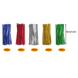 XIPEGPA 200 PCS Clear Cone Treat Bags Cellophane Cone Treat Bag Plastic Triangle Bags with 200 PCS Twist Ties 5 Mix Colors for Favor Candy Popcorn Handmade Cookies