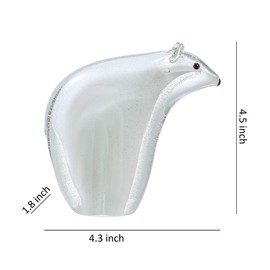Gala Houseware Handmade Polar Bear Glass Paperweight, Office Decor Glass Figurine Decor, Home Decor Animal Figurine Paperweight, Desk Centerpiece Animal Ornament (H: 4.5”)
