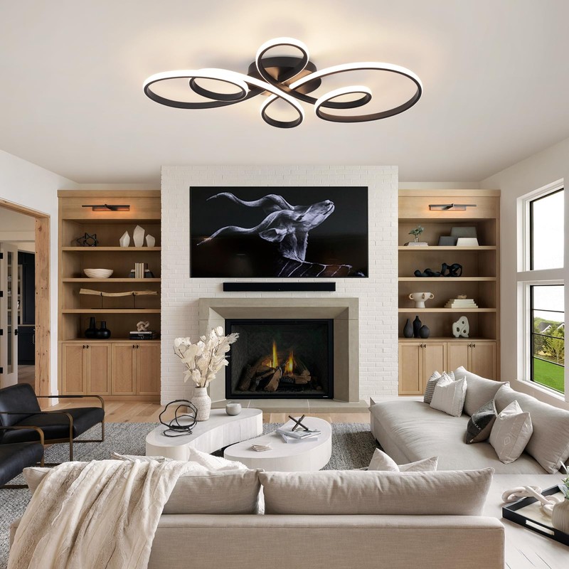 HLILCEH 66W Modern LED Ceiling Light, Flower Flush Mount Light