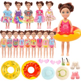 Barwa 19 Pcs Doll Clothes & Accessories for Chelsae Doll 6 Swimsuits 3 Dresses with 10 Accessories for 5.3 Inch Doll Summer Accessories