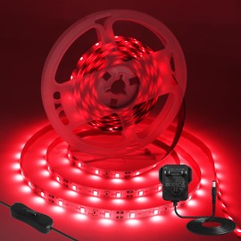 iNextStation Red LED Strip Light, 16.4ft/5M SMD 2835 DC 12V LED Light Flexible Cuttable Waterproof LED Tape Light for Bedroom Kitchen Cabinet Wardrobe TV DIY Lighting